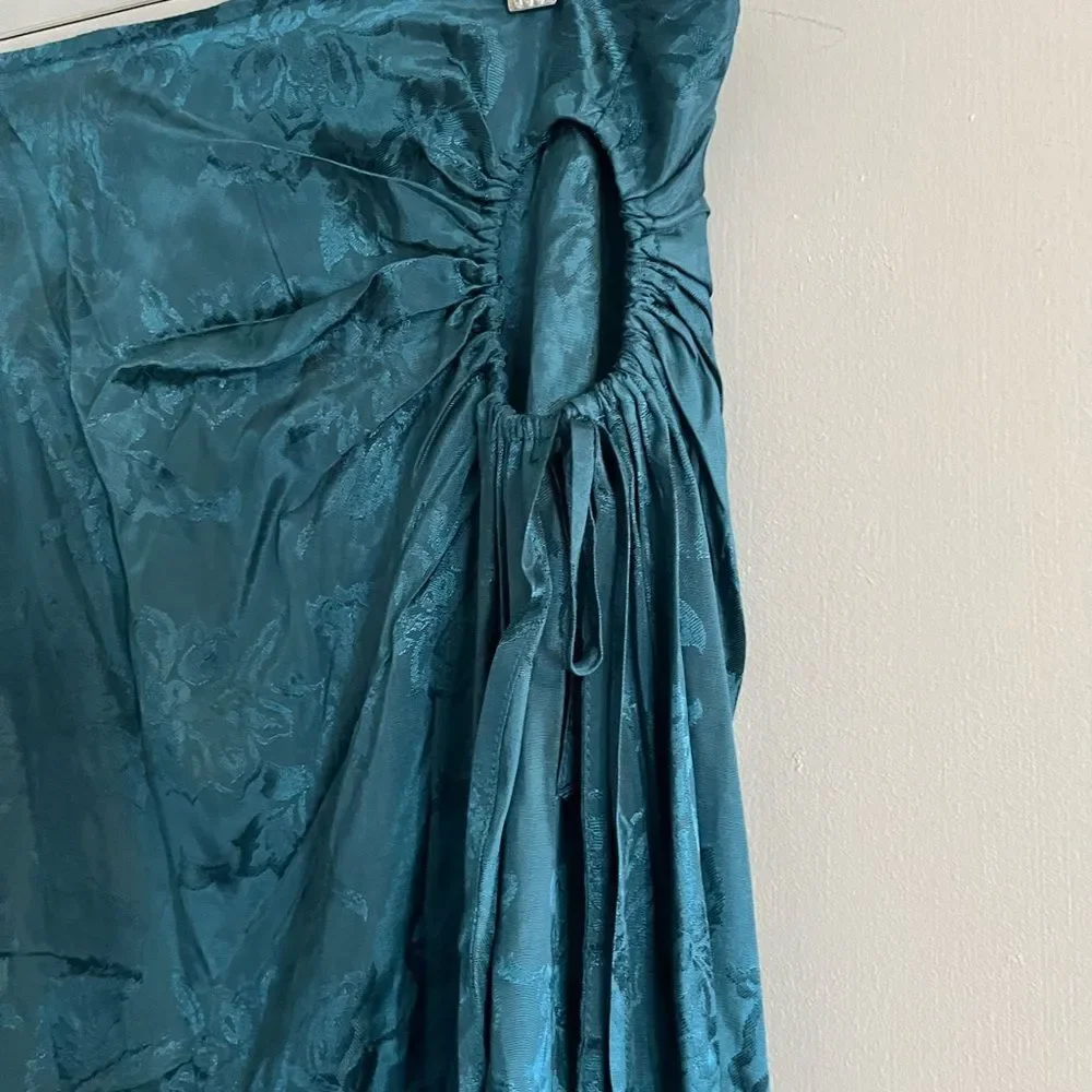 Band of the Free Celene Deep Teal Floral Layered Midi Skirt New L